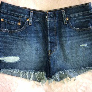 Levi's Distressed High-Waisted Jean Shorts